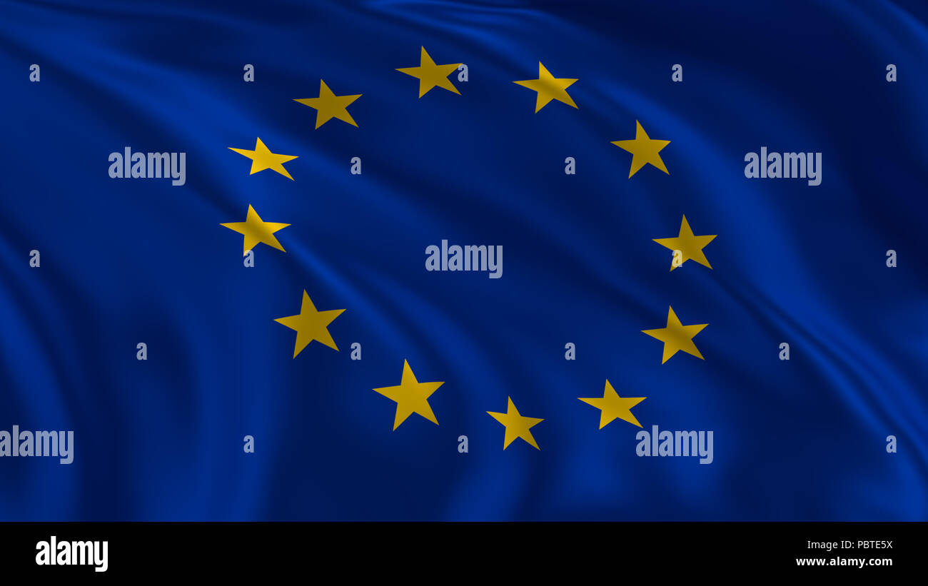 European union flag waving in the air in 3d rendering Stock Photo - Alamy