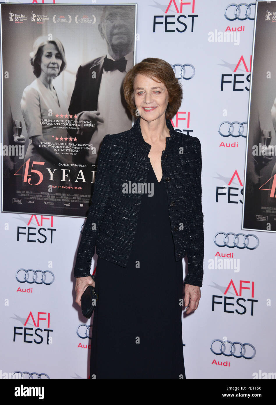 Charlotte Rambling 012 at the Tribute to Charlotte Rampling and Tom Courtenay at the AFI Film Festival, 45 years ,  at the TCL Chinese Theatre in Los Angeles. November 11, 2015.Charlotte Rambling 012 ------------- Red Carpet Event, Vertical, USA, Film Industry, Celebrities,  Photography, Bestof, Arts Culture and Entertainment, Topix Celebrities fashion /  Vertical, Best of, Event in Hollywood Life - California,  Red Carpet and backstage, USA, Film Industry, Celebrities,  movie celebrities, TV celebrities, Music celebrities, Photography, Bestof, Arts Culture and Entertainment,  Topix, Three Qua Stock Photo