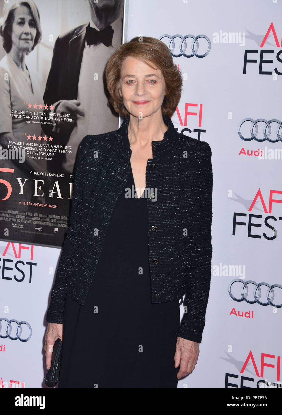 Charlotte Rambling 013 at the Tribute to Charlotte Rampling and Tom Courtenay at the AFI Film Festival, 45 years ,  at the TCL Chinese Theatre in Los Angeles. November 11, 2015.Charlotte Rambling 013 ------------- Red Carpet Event, Vertical, USA, Film Industry, Celebrities,  Photography, Bestof, Arts Culture and Entertainment, Topix Celebrities fashion /  Vertical, Best of, Event in Hollywood Life - California,  Red Carpet and backstage, USA, Film Industry, Celebrities,  movie celebrities, TV celebrities, Music celebrities, Photography, Bestof, Arts Culture and Entertainment,  Topix, Three Qua Stock Photo