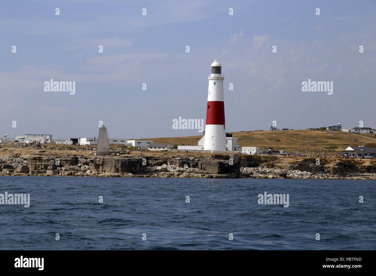 Portland Bill Lighthouse viewed from the sea Stock Photo Alamy