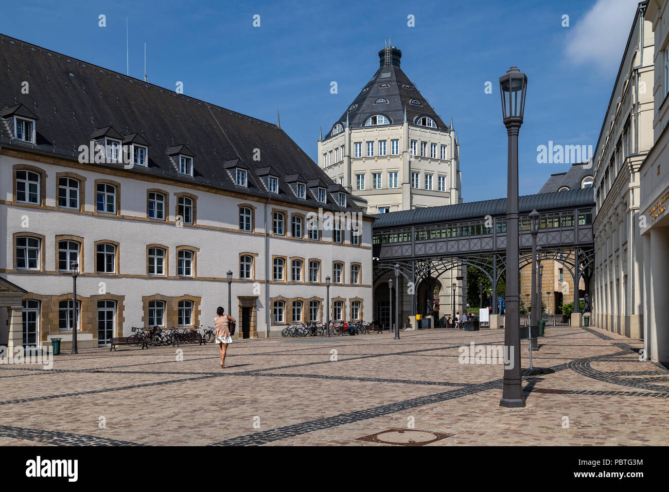 Cite Judiciaire on the Plateau da St Esprit in the city center of Luxembourg City in the Grand Duchy of Luxembourg. Stock Photo