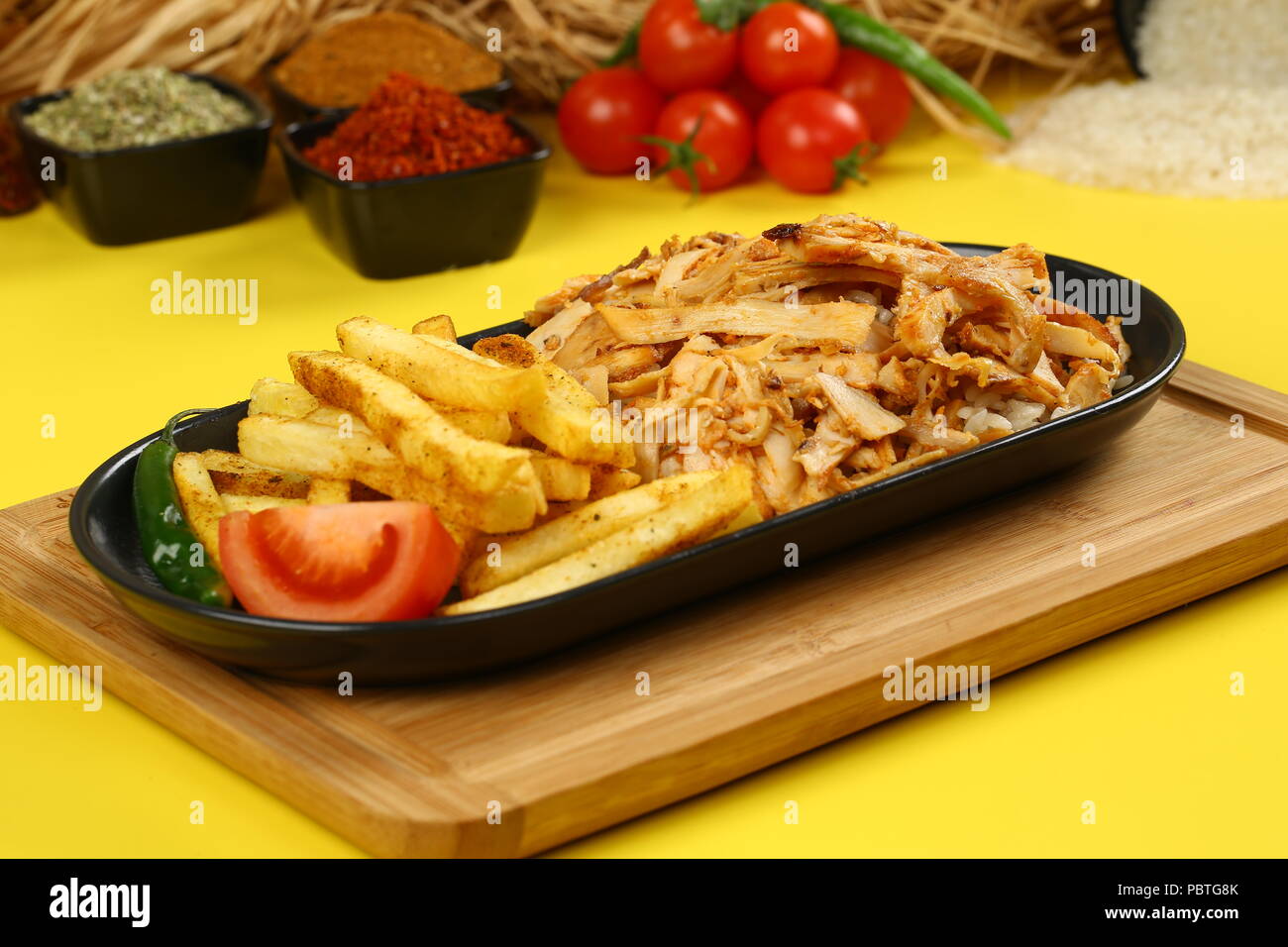 Chicken Shawarma or Doner Kebab serving Stock Photo