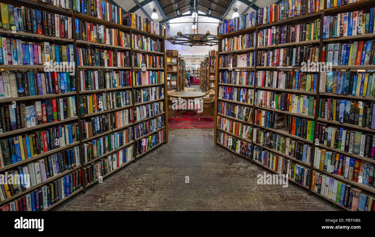 Interior shot of bookshop, Barter Books, Alnwick, Northumberland, UK Stock Photo