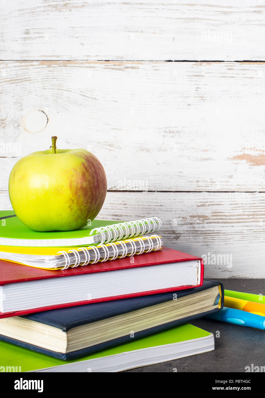 School books ruler apple hi-res stock photography and images - Alamy
