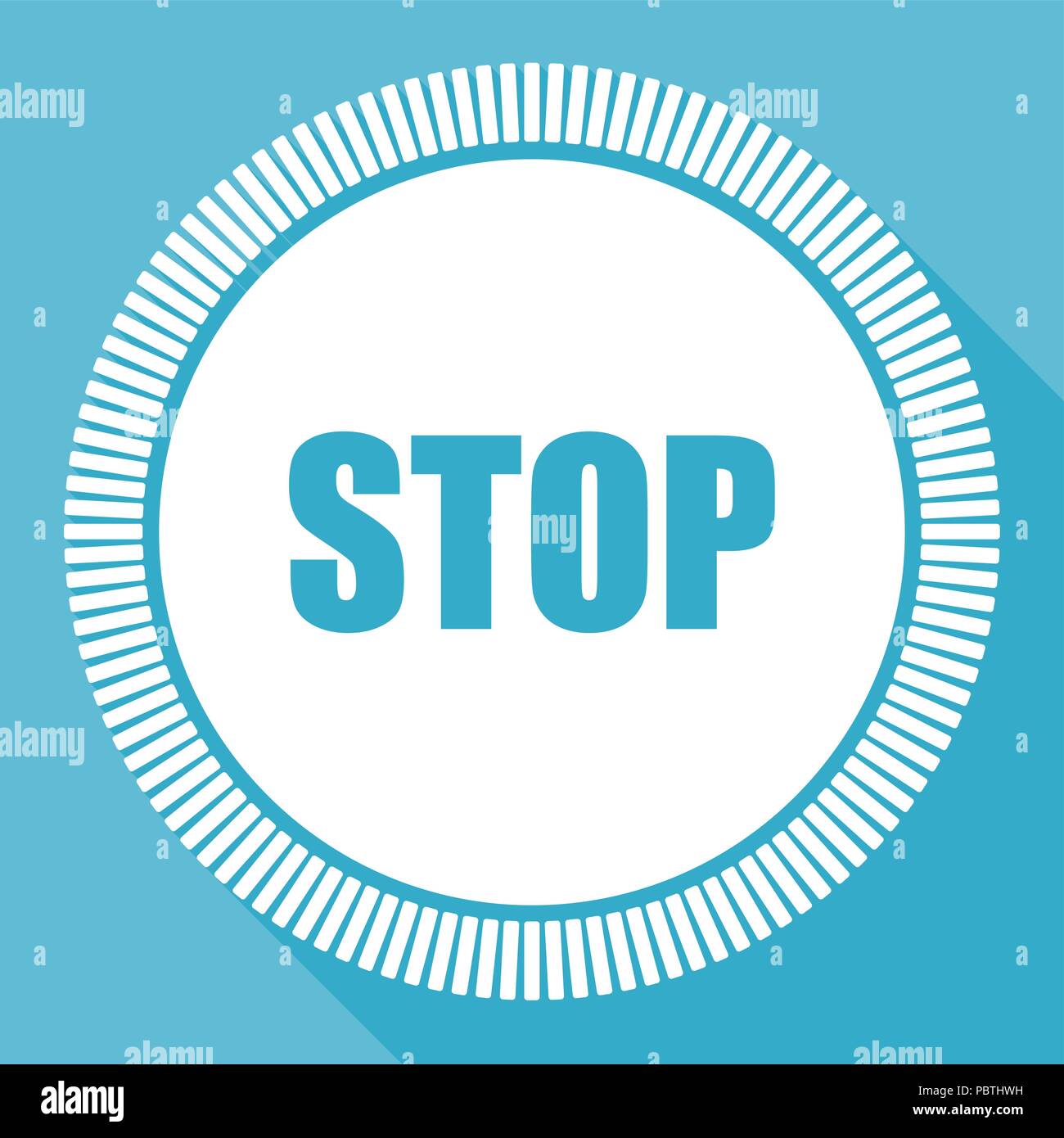 Stop editable flat vector icon, square web button, blue computer and ...