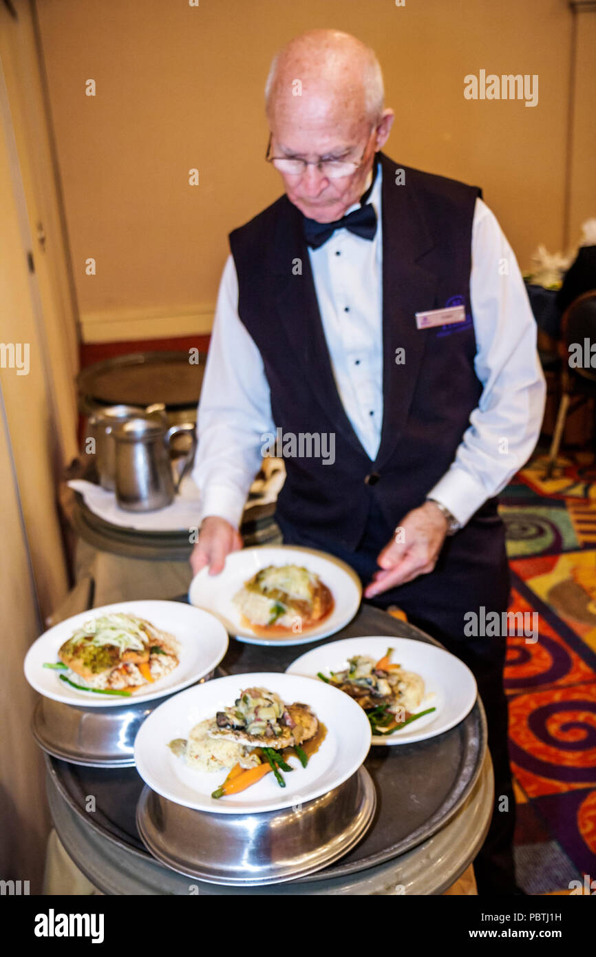 Miami Florida,Miami Downtown Hilton,hotel hotels lodging inn motel motels,food service,waiter waiters server servers employee employees worker workers Stock Photo