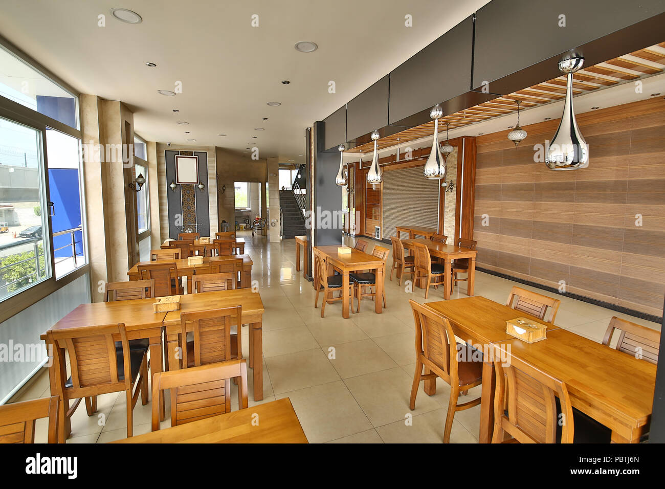 Interior Of Empty Modern Restaurant And Coffee Shop Stock Photo
