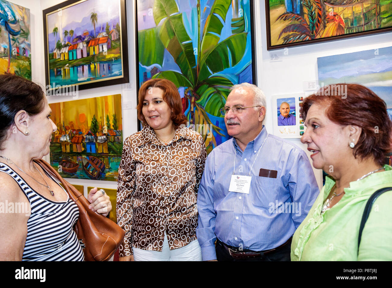 Miami Beach Florida,Miami Beach Convention Center,centre,Hispanic Heritage Month Expo,exhibit exhibition collection,adult adults man men male,woman wo Stock Photo