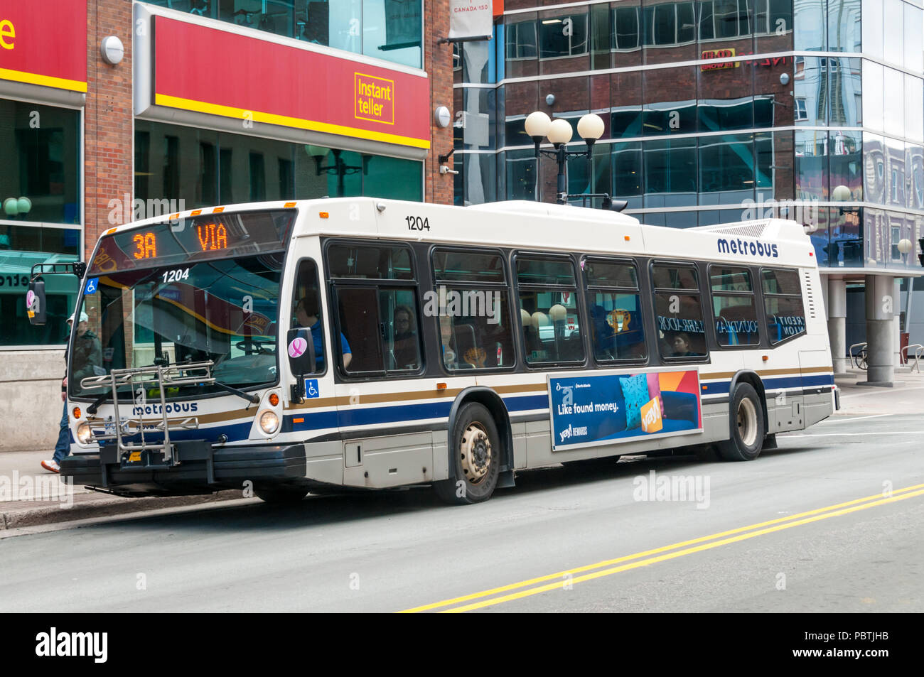 A Metrobus in Water Street, St John's, Newfoundland Stock Photo - Alamy
