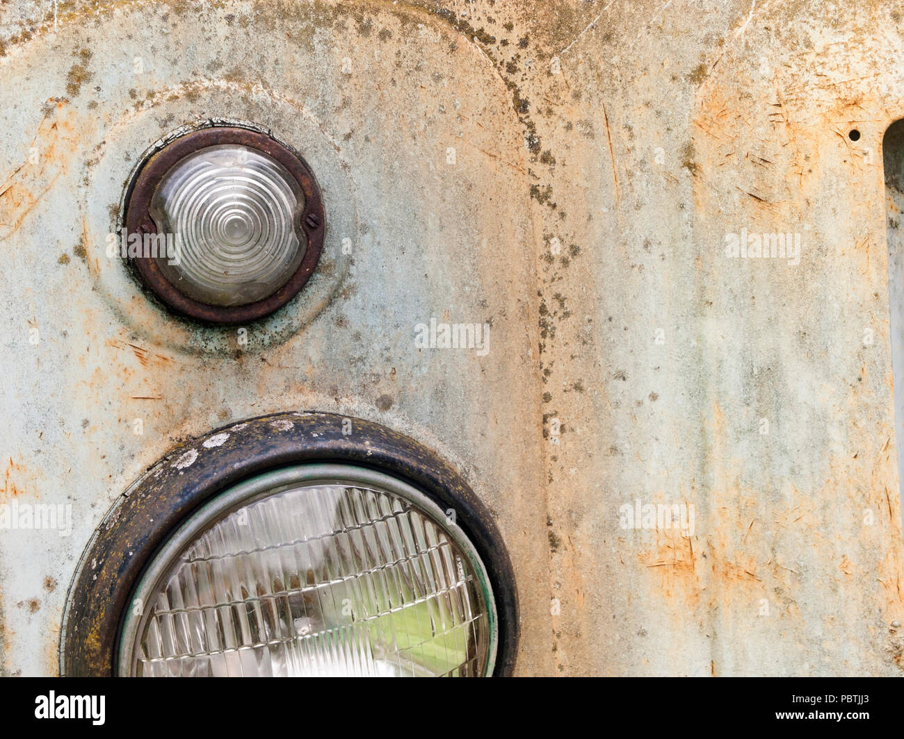 Closeup of an old vehicle headlights and rusty body Stock Photo - Alamy
