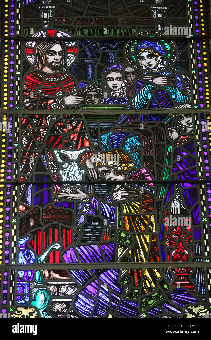 Harry Clarke stained glass window in the Church of the Nativity of the Blessed Virgin Mary at