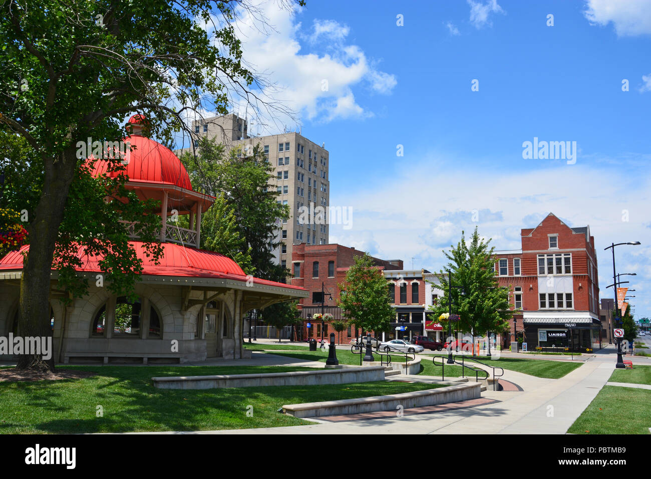 The historic Transfer House in Decatur's downtown business district. Stock Photo