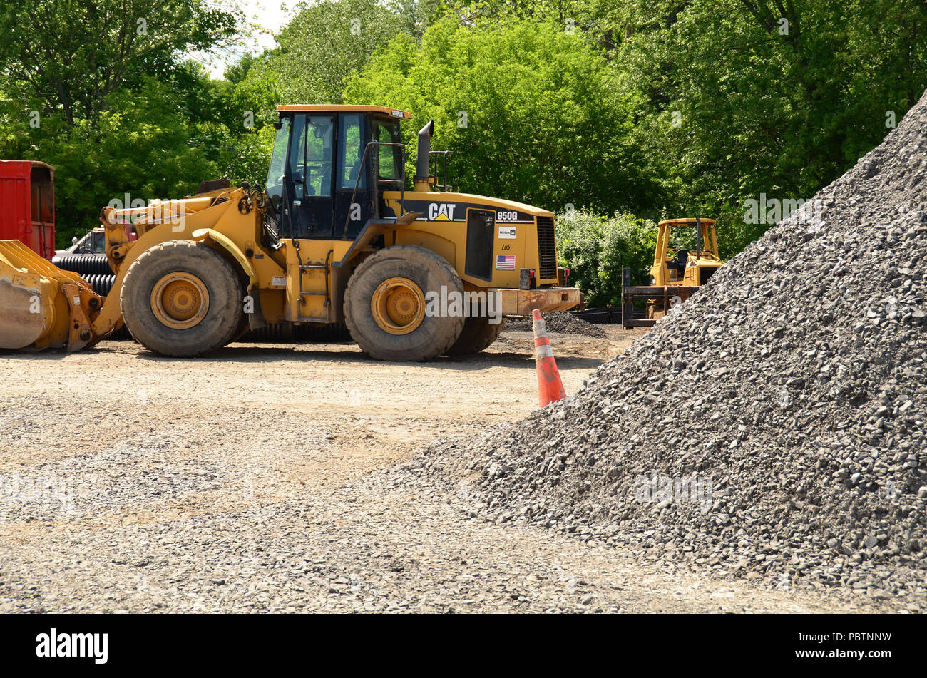Crushed stone pile at construction site Stock Photo