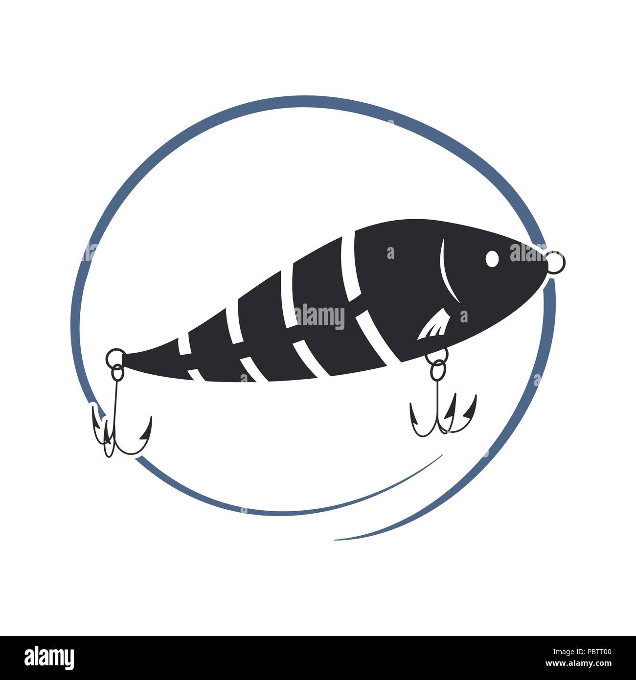 Wobbler lure for fish. Black and white icon. Vector illustration Stock  Vector Image & Art - Alamy