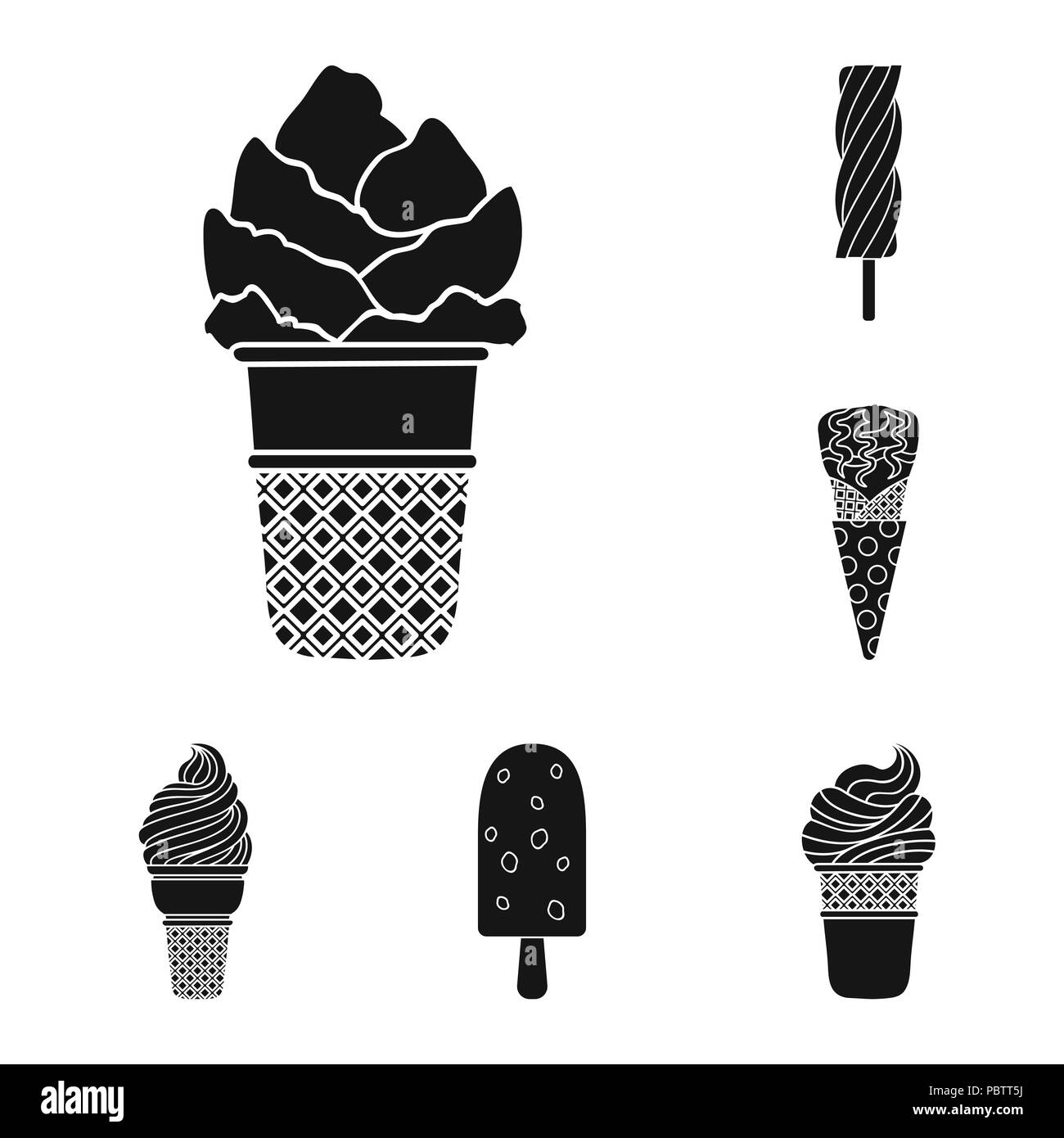 Different ice cream black icons in set collection for design. Dessert ...