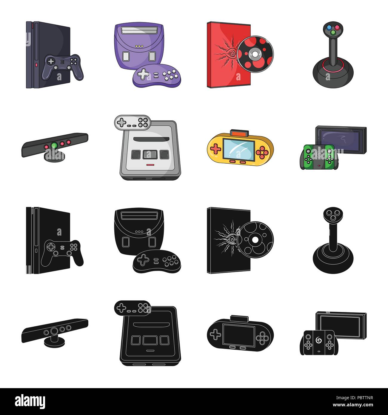 Game and TV set-top box black,cartoon icons in set collection for ...