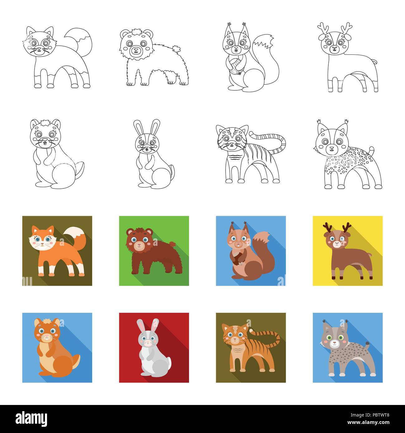 Animals, domestic, wild and other icon in outline,flet style. Zoo, toys,  children, icons in set collection Stock Vector Image & Art - Alamy
