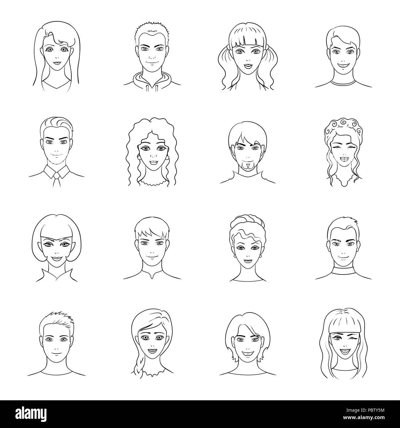 appearance,art,athlete,avatar,bald,beard,boy,collection,design,dress,face,facial expression,fashion,girl,glasses,grandfather,grandmother,hairstyle,head,human,icon,illustration,isolated,logo,man,mustache,outline,outside,people,person,portrait,set,sign,stepfather,stepmother,style,symbol,teacher,tie,user,vector,web,woman,working Vector Vectors , Stock Vector