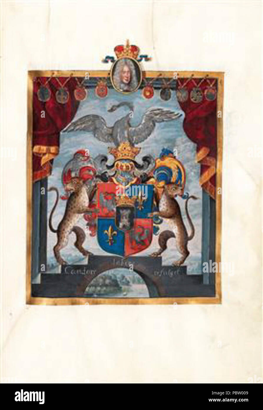 Adelsdiplom - Gülich von Lilienburg 1706 - Wappen. Stock Photo