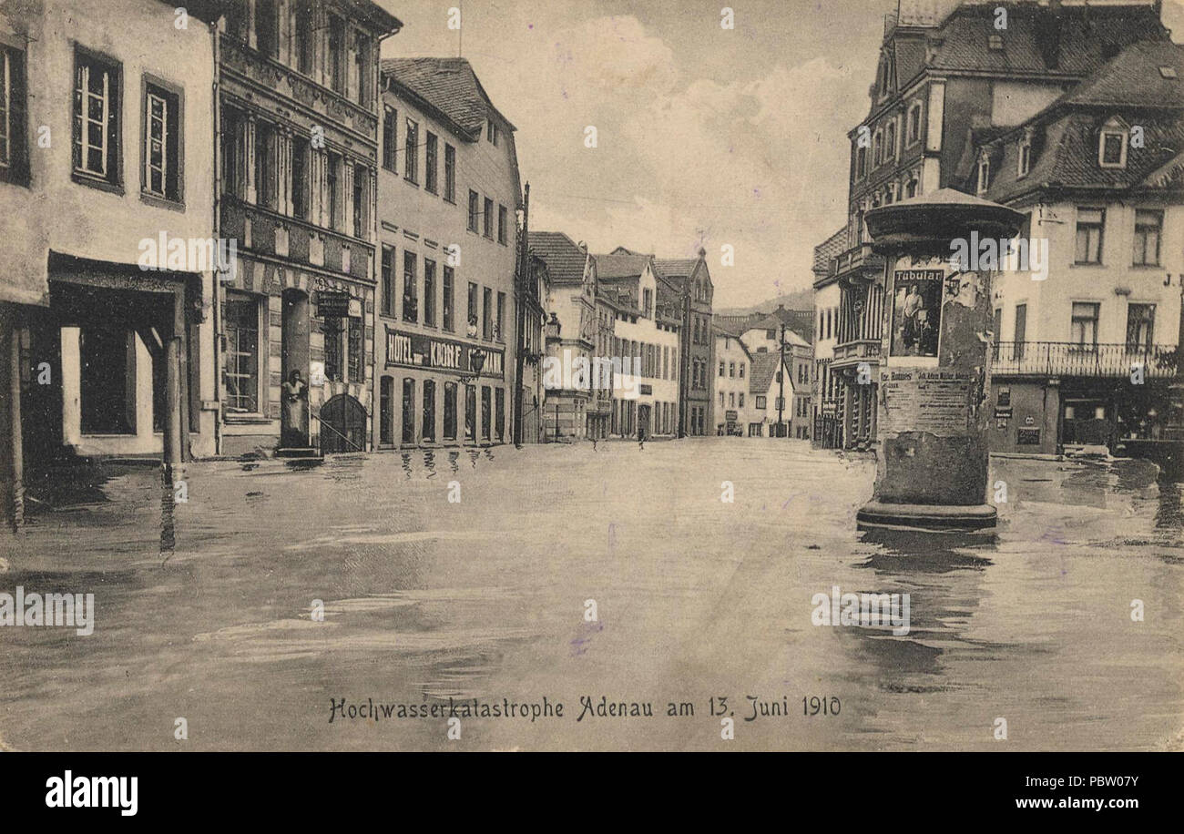Adenau, Rheinland-Pfalz - Hochwasserkatastrophe am 13. Juni 1910 (Zeno Ansichtskarten). Stock Photo
