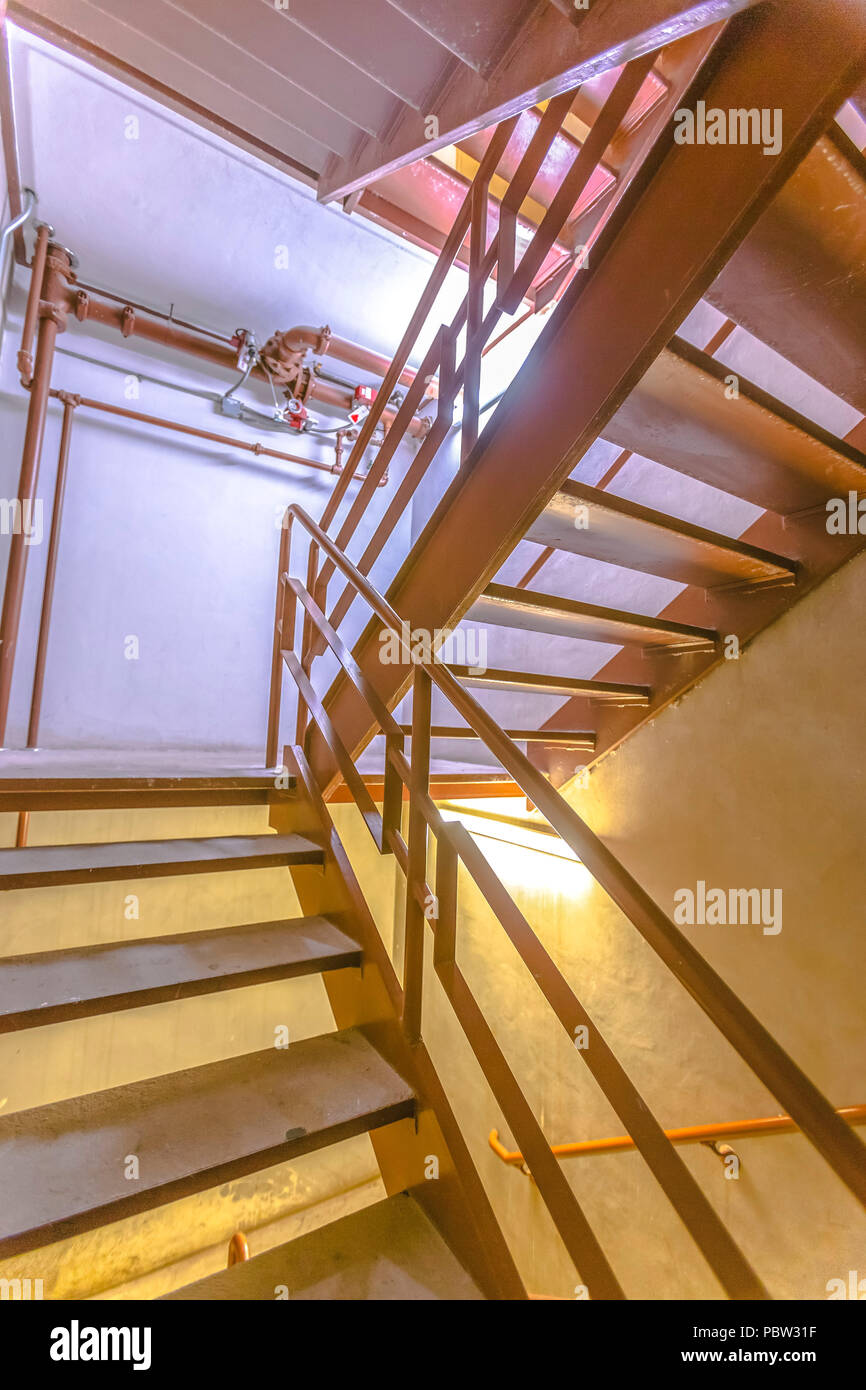 Indoor fire escape stairs in hotel Stock Photo Alamy