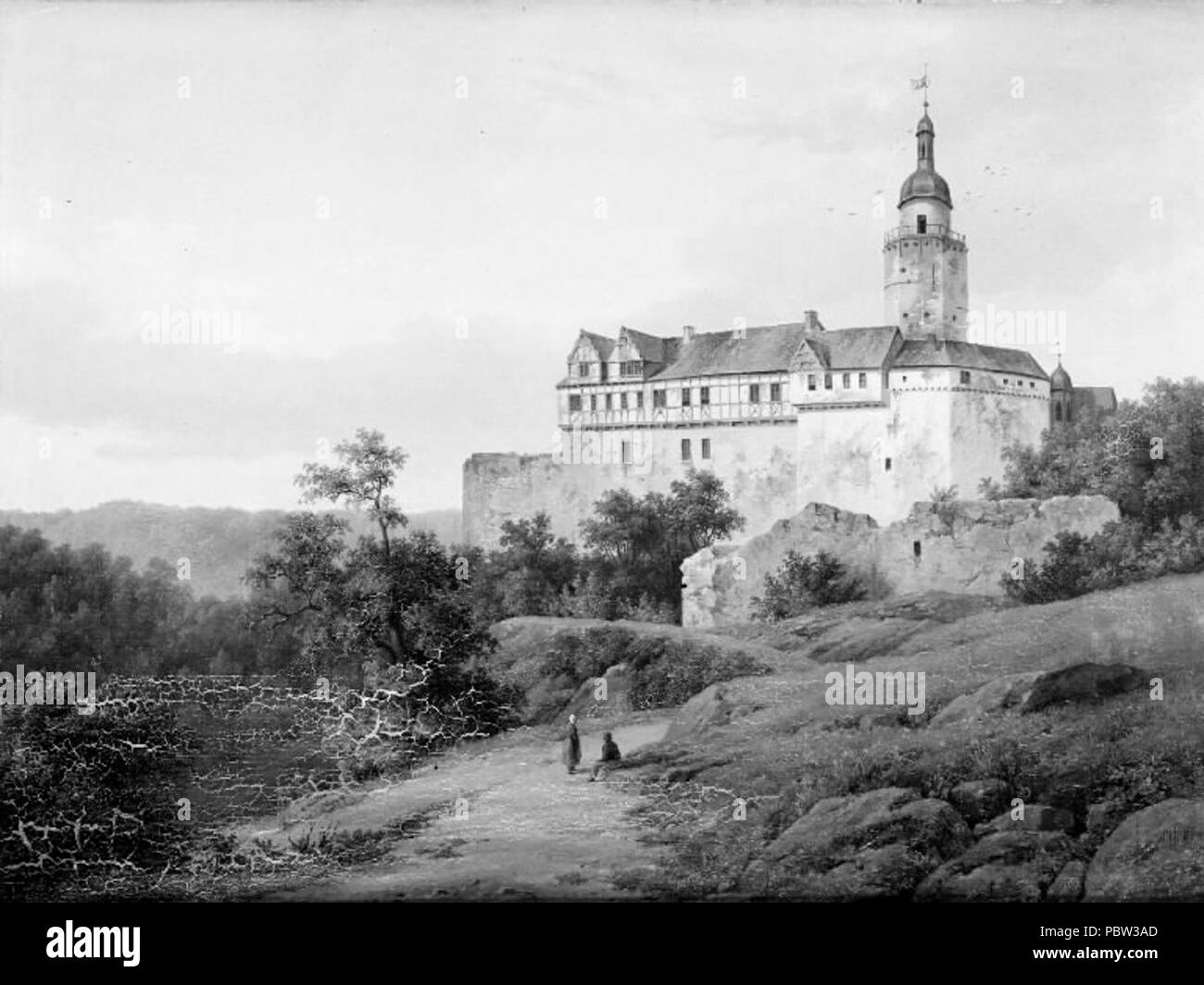 Adolf Carl - Falkenstein Castle in the Harz - -  Adolf Carl (1814-1845), Slottet Falkenstein ved Harzen, Circa 1836 Stock Photo