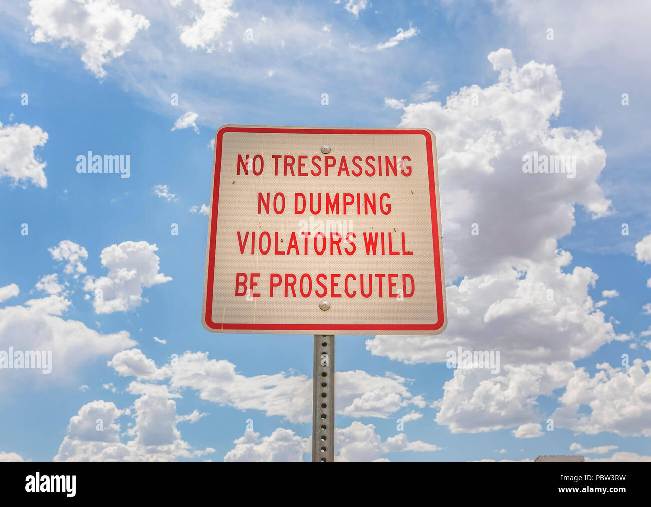 No Trespassing no dumping sign Stock Photo