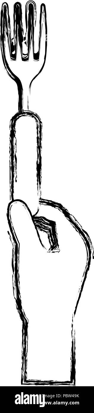 hand with fork cutlery vector illustration design Stock Vector Image