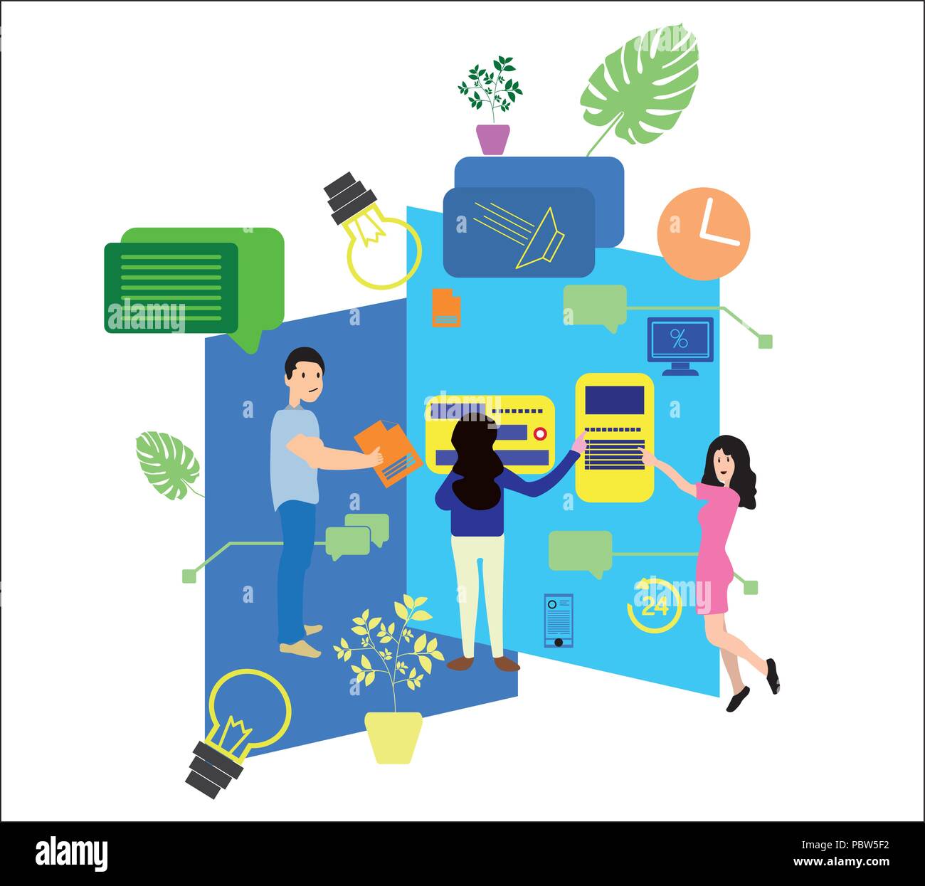 Vector illustration, flat style. The concept of hiring workers for a web page, banner, presentation, social networks, documents, cards, posters. Man with a resume Stock Vector