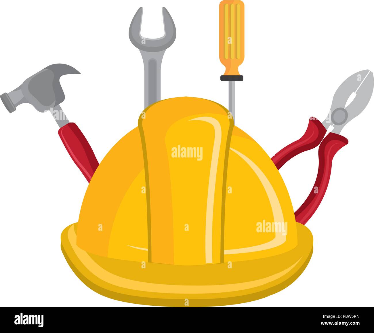 construction helmet with tools vector illustration design Stock Vector ...