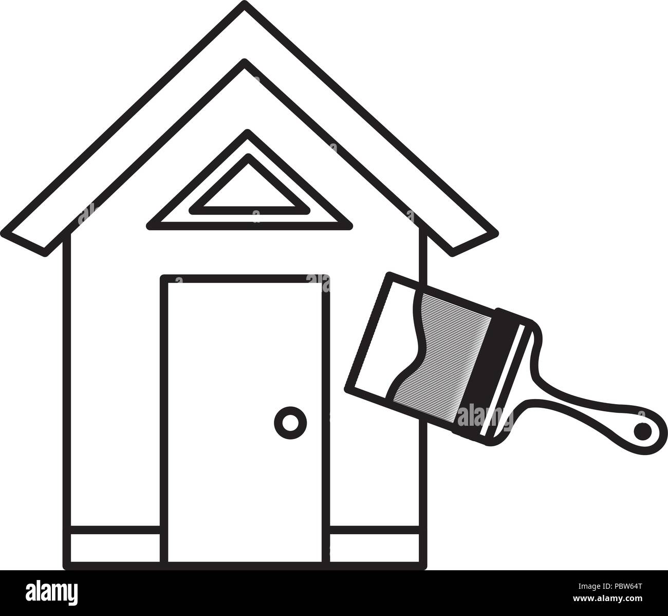 house with paint brush vector illustration design Stock Vector Image