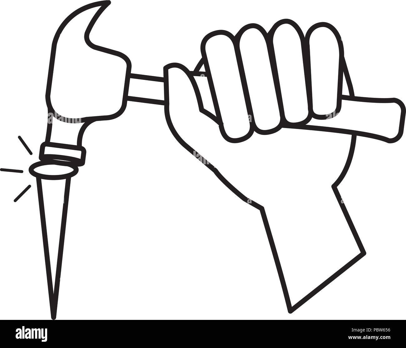 hand with hammer and nail vector illustration design Stock Vector Image &  Art - Alamy