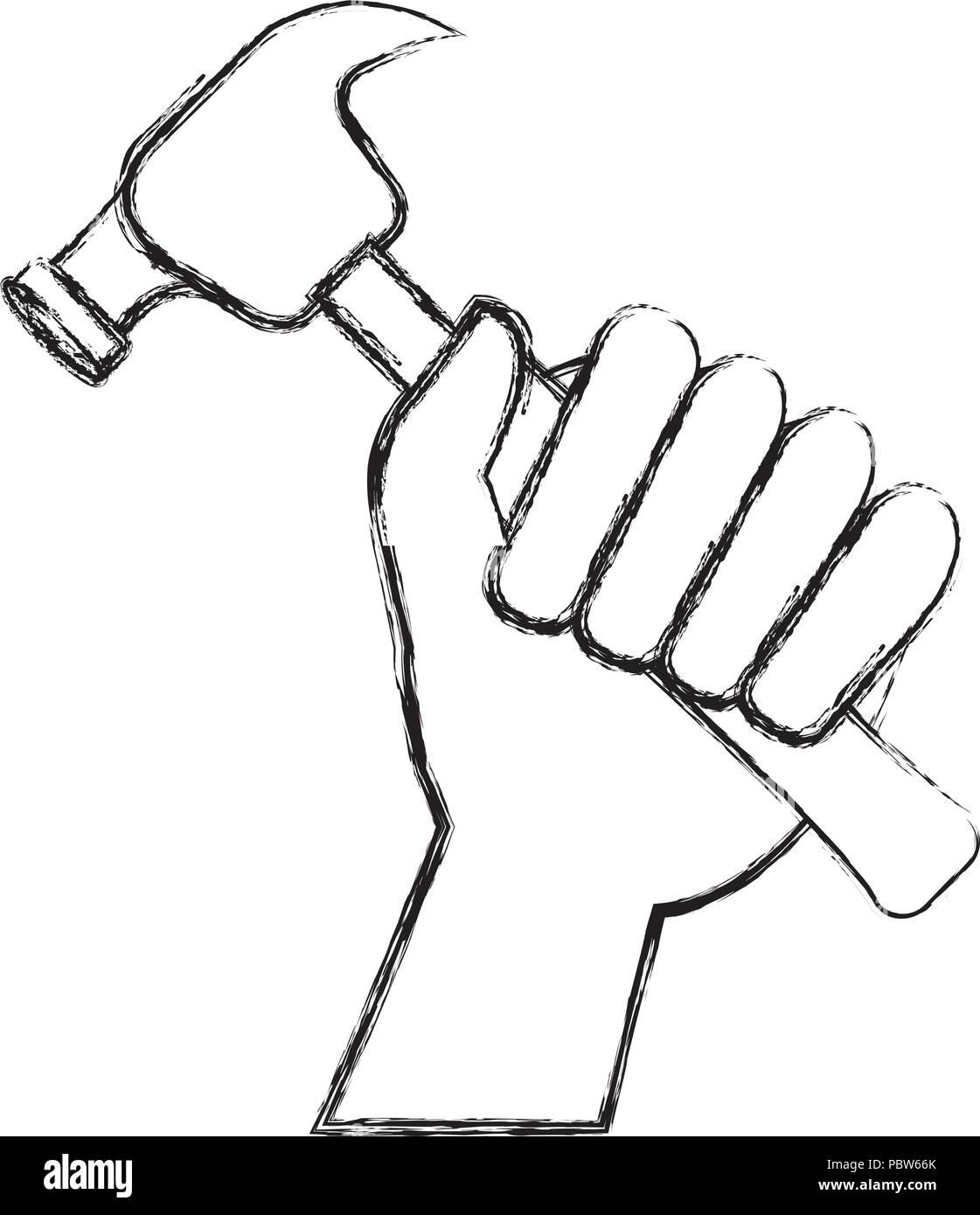 hand with hammer tool vector illustration design Stock Vector Image ...