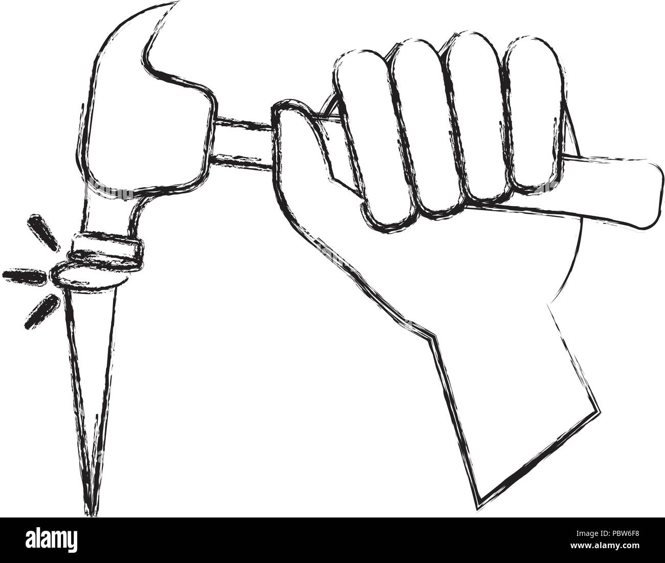 hand with hammer and nail vector illustration design Stock Vector Image &  Art - Alamy