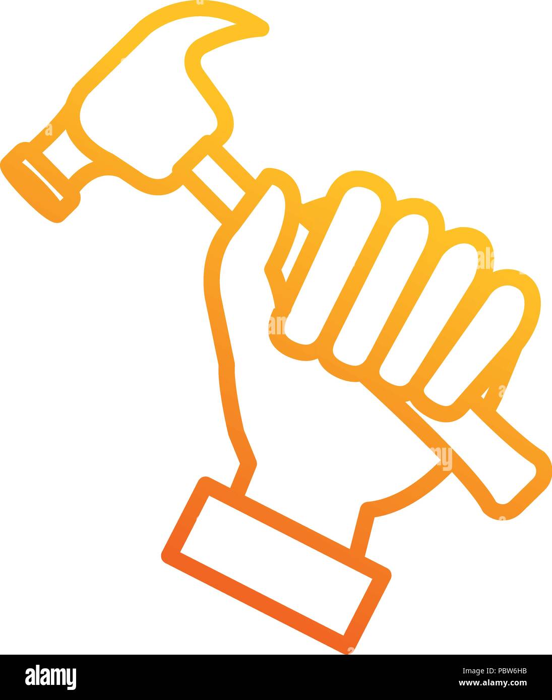 hand with hammer tool vector illustration design Stock Vector Image ...