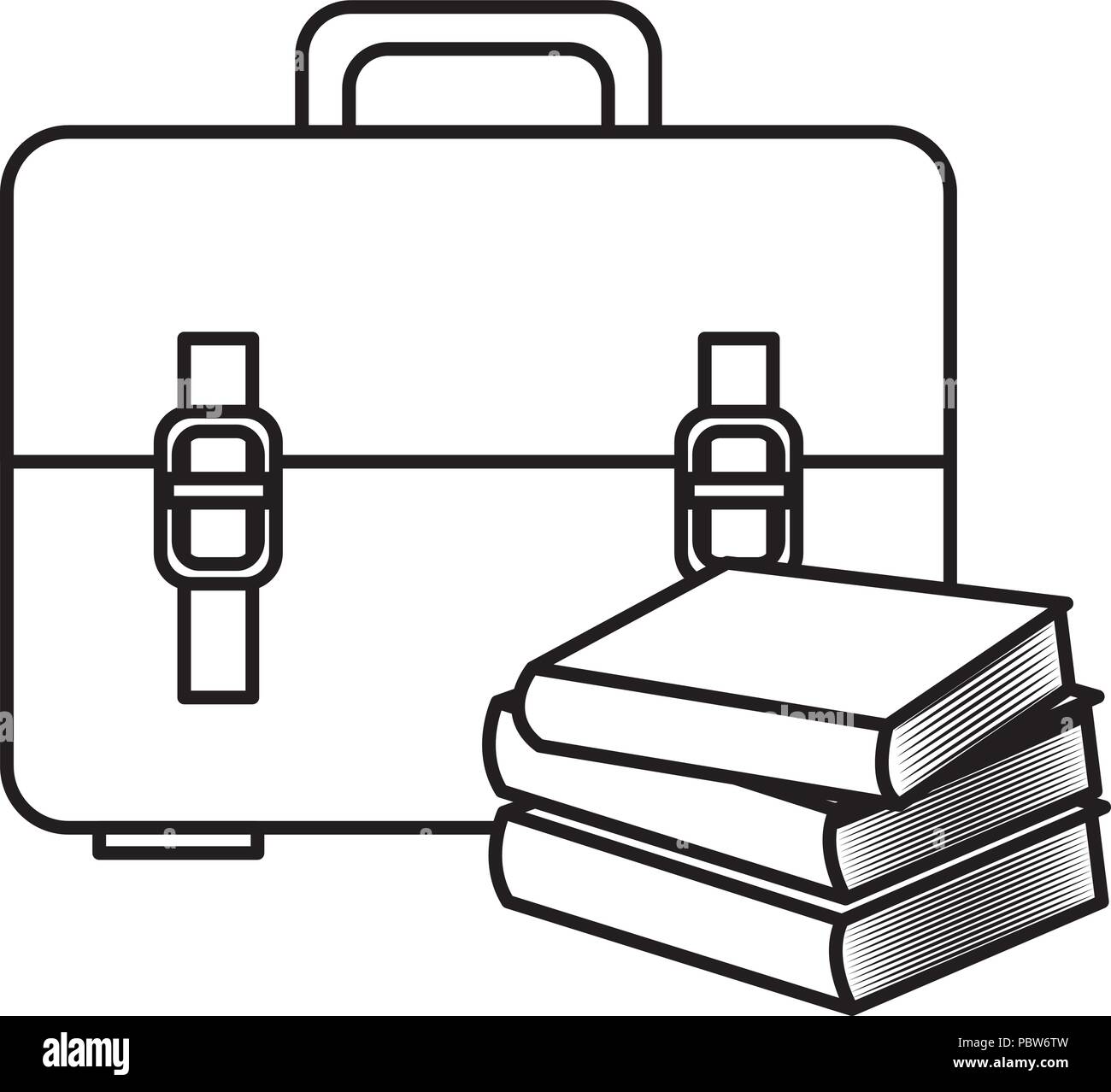 school handbag with text books Stock Vector