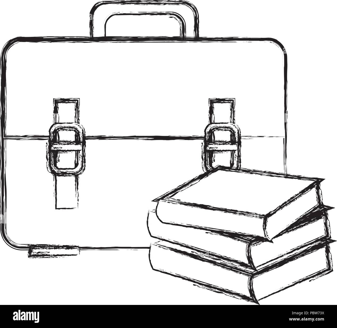 school handbag with text books Stock Vector