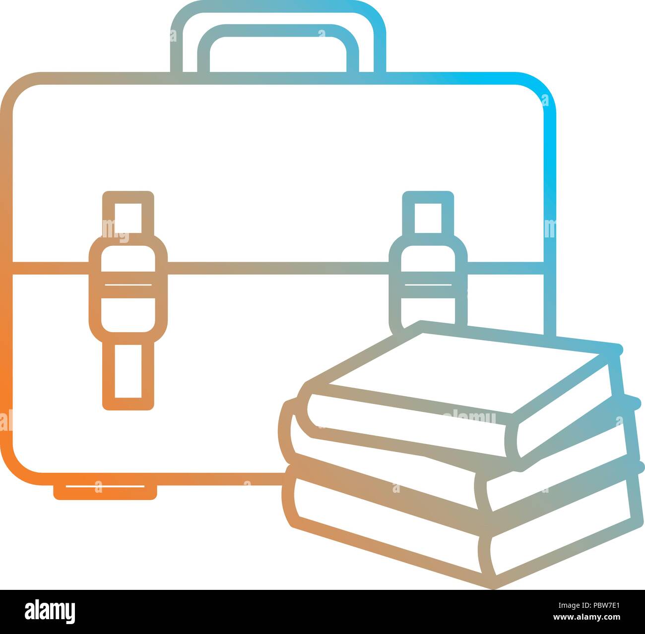 school handbag with text books Stock Vector