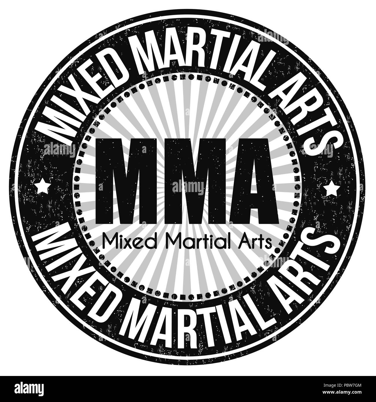 MMA ( Mixed Martial Arts) grunge rubber stamp on white background, vector illustration Stock Vector