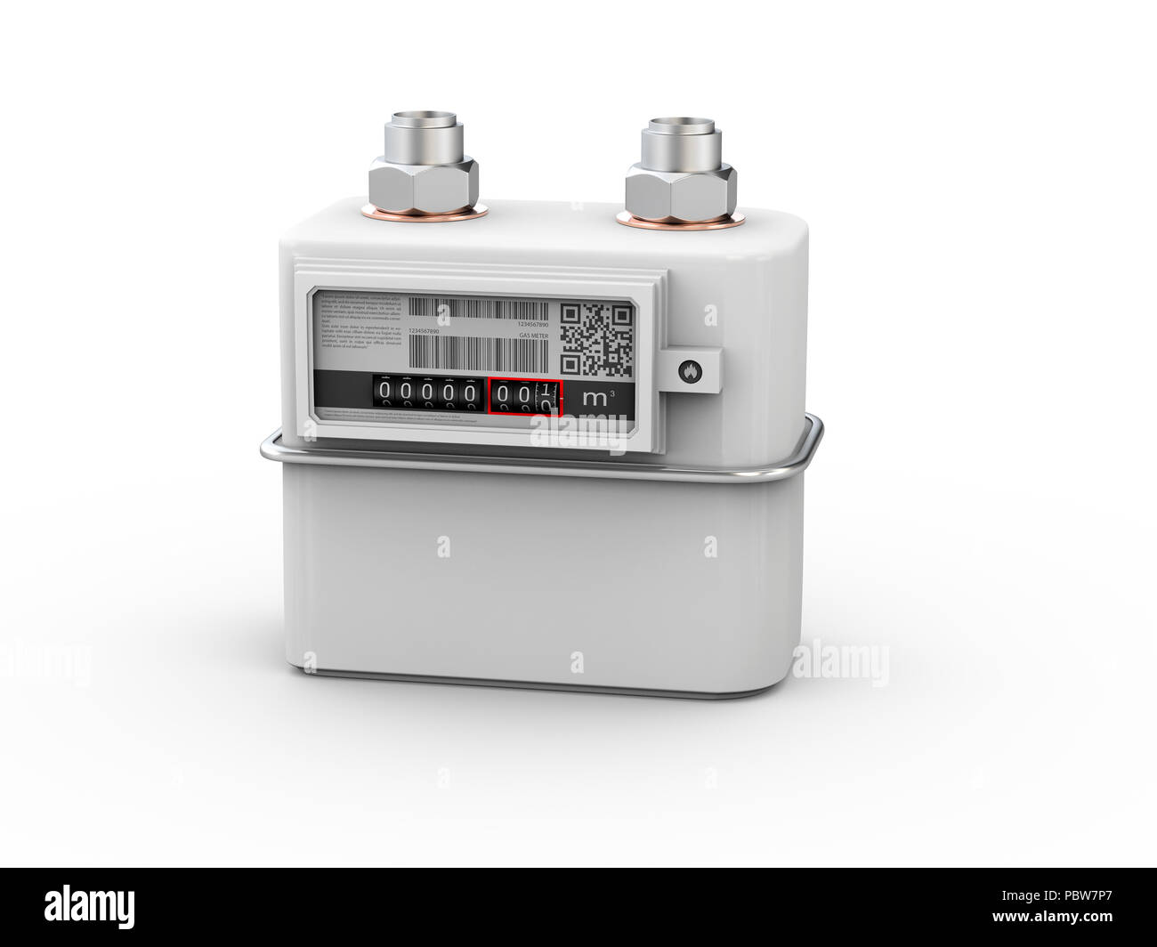 3d Illustration of gas meter, counter for distribution domestic gas