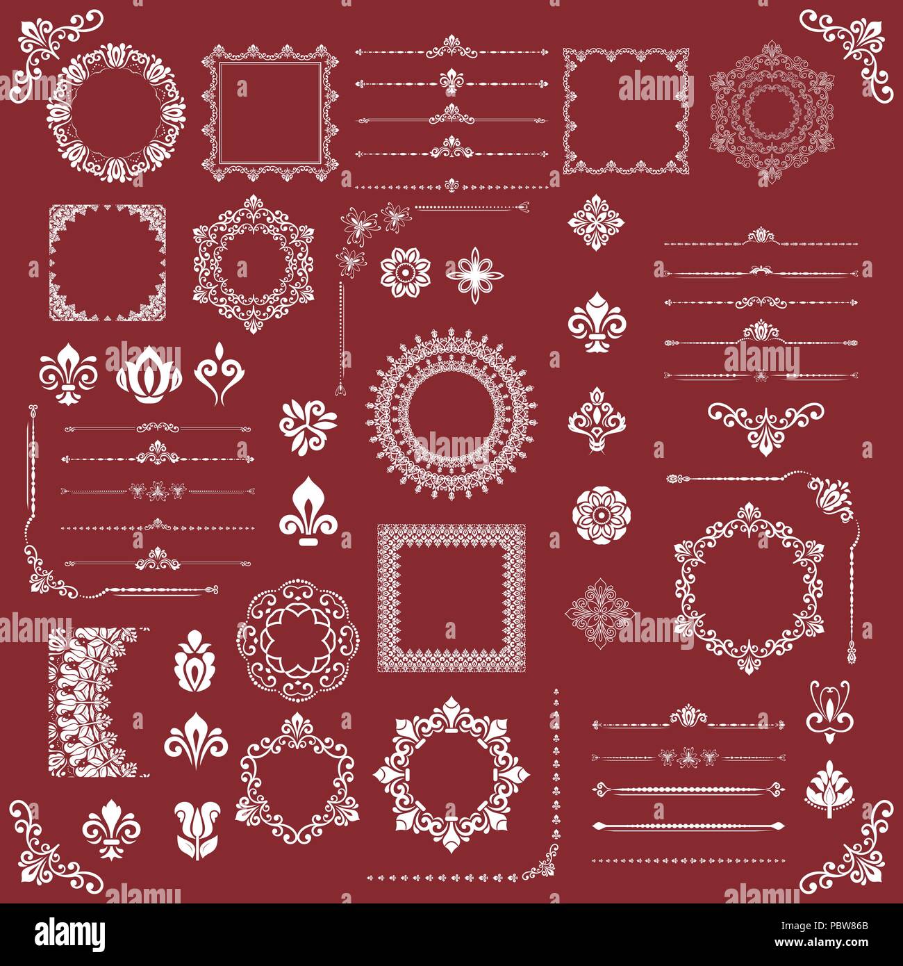 Vintage Set of Vector Horizontal, Square and Round Elements Stock ...