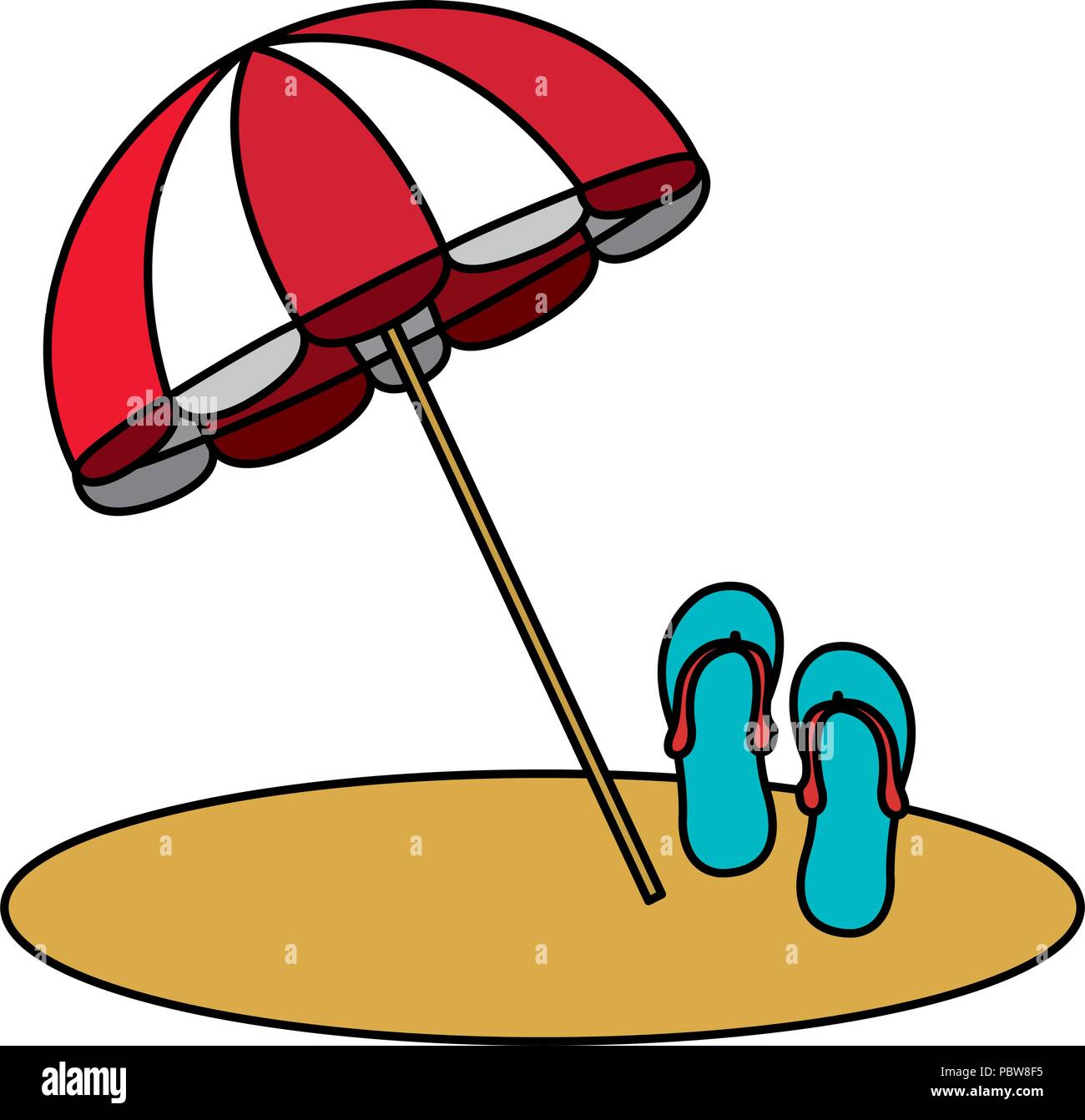 umbrella beach with sandals Stock Vector Image & Art - Alamy