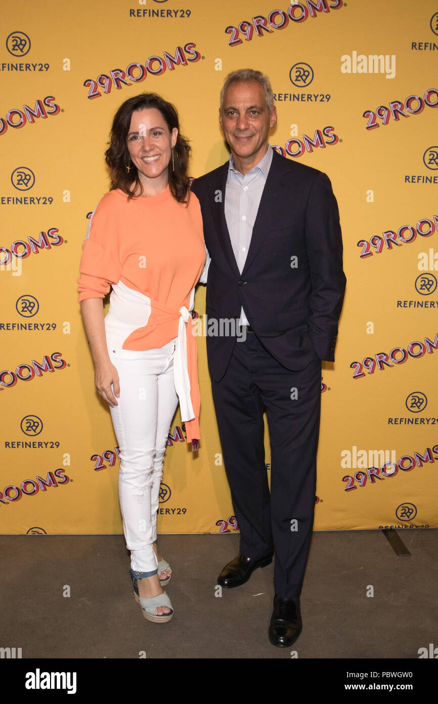 CHICAGO - JUL 25: Chicago mayor Rahm Emanuel (R) and and Caroline Kiely attend Refinery29’s '29Rooms: Turn it Into Art,” on July 25, 2018 in Chicago, Illinois. Stock Photo