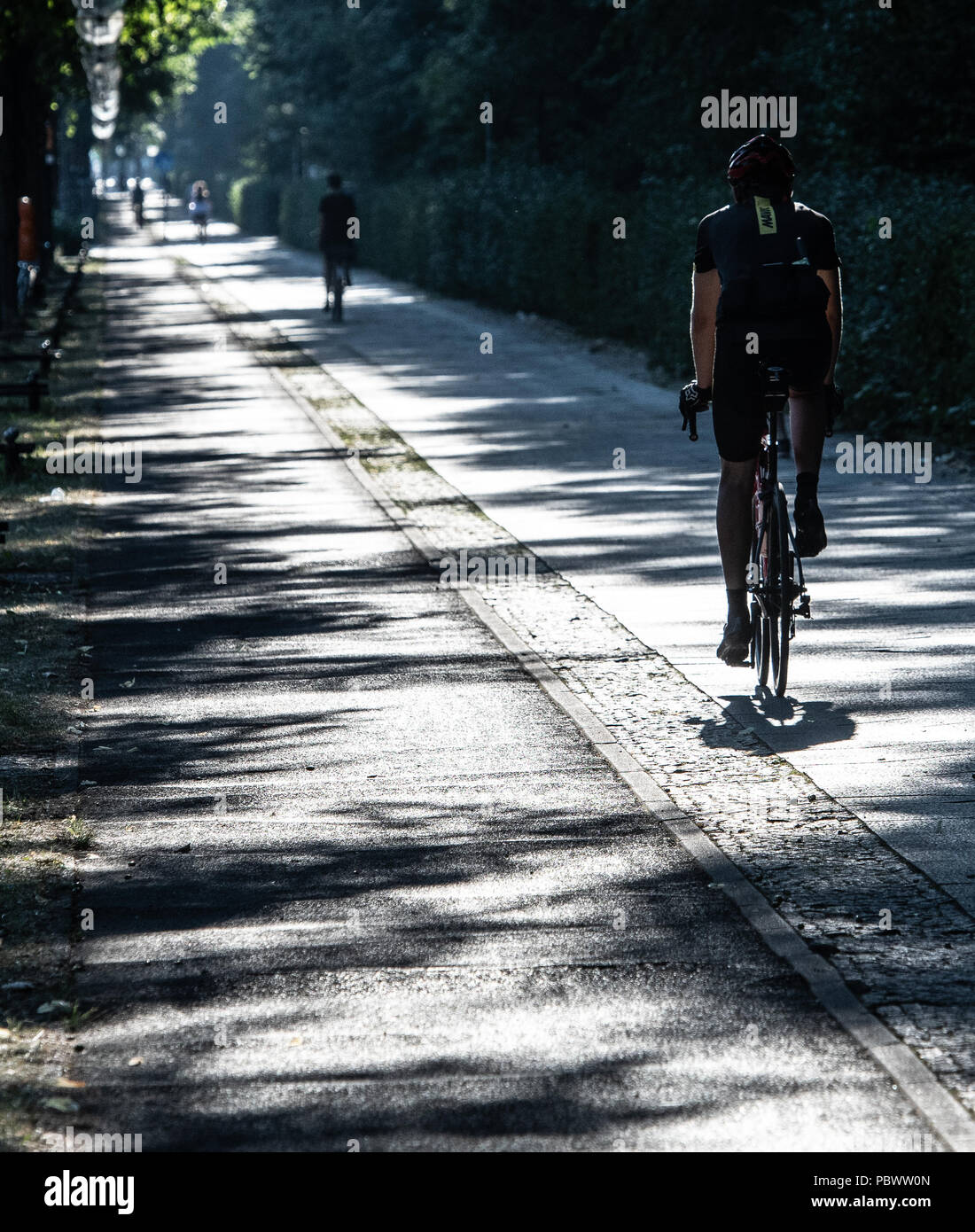 Berlin, Germany. 31st July, 2018. Sandra enjoys a refreshing bath in the  waterfall in Viktoriapark in Kreuzberg after work. Credit: Paul  ZinkendpaAlamy Live News Stock Photo - Alamy
