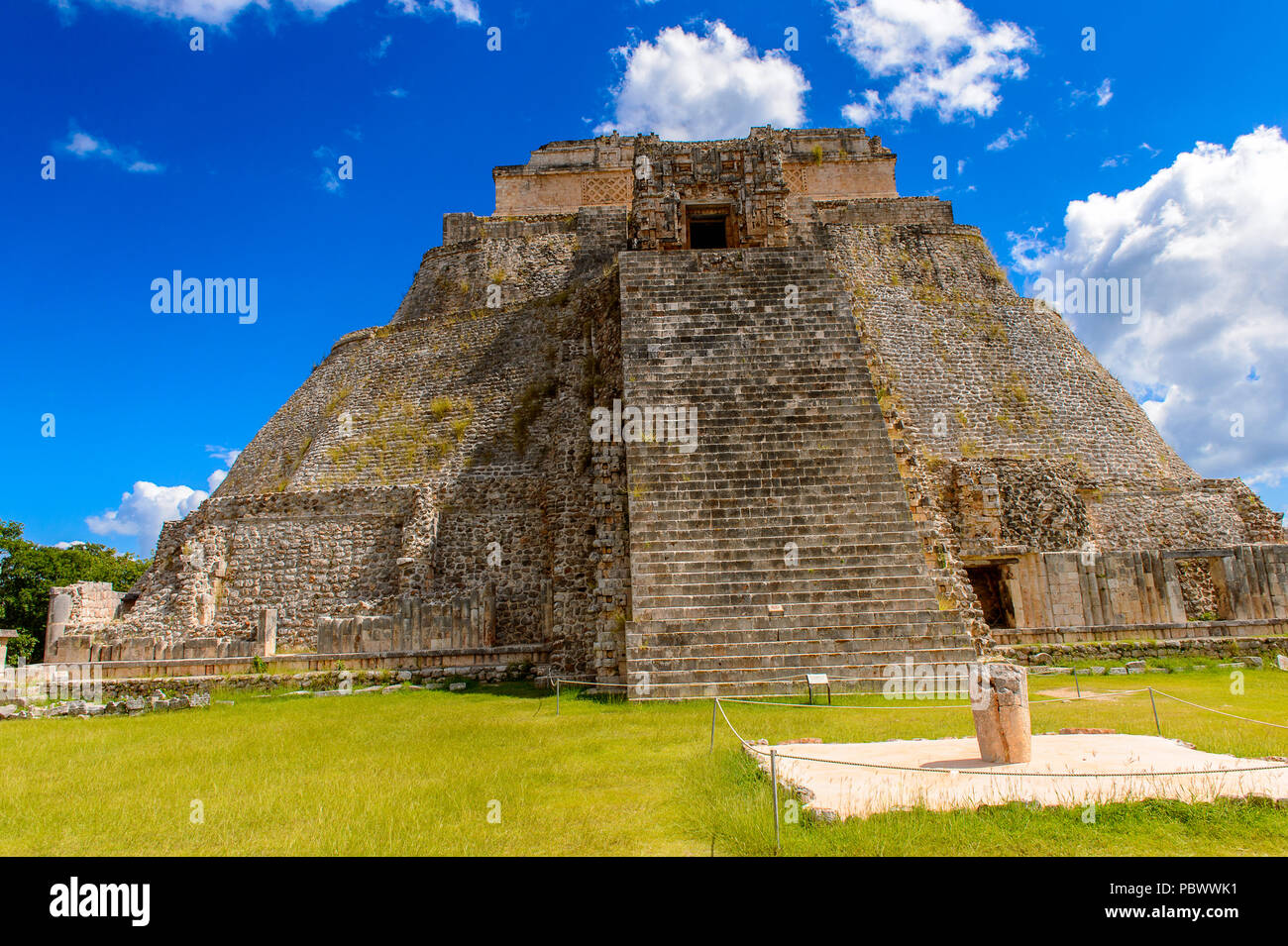 Pyramid of the Magician, a Mesoamerican step pyramid, Uxmal, an ancient ...