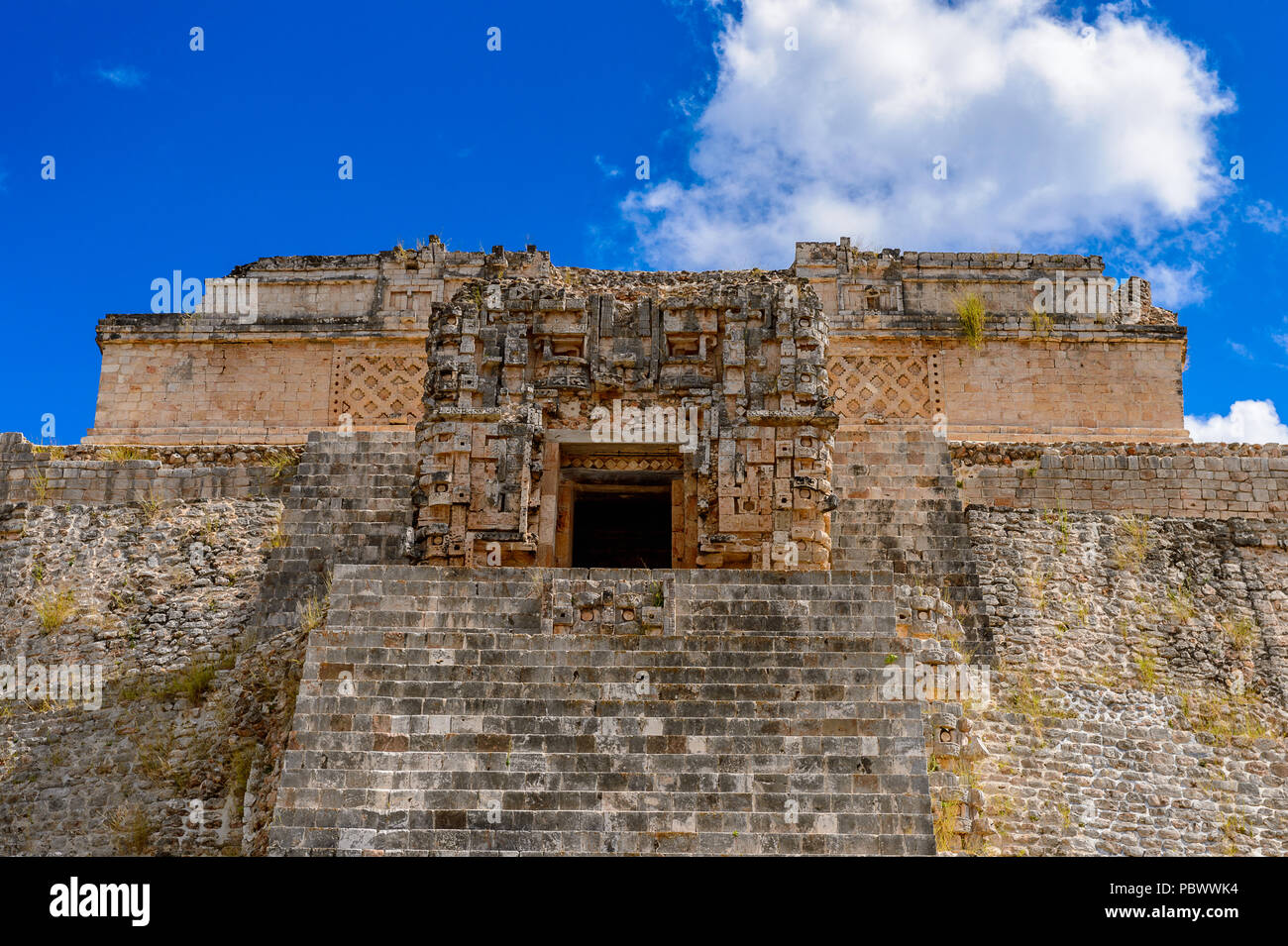 Pyramid of the Magician, a Mesoamerican step pyramid, Uxmal, an ancient ...