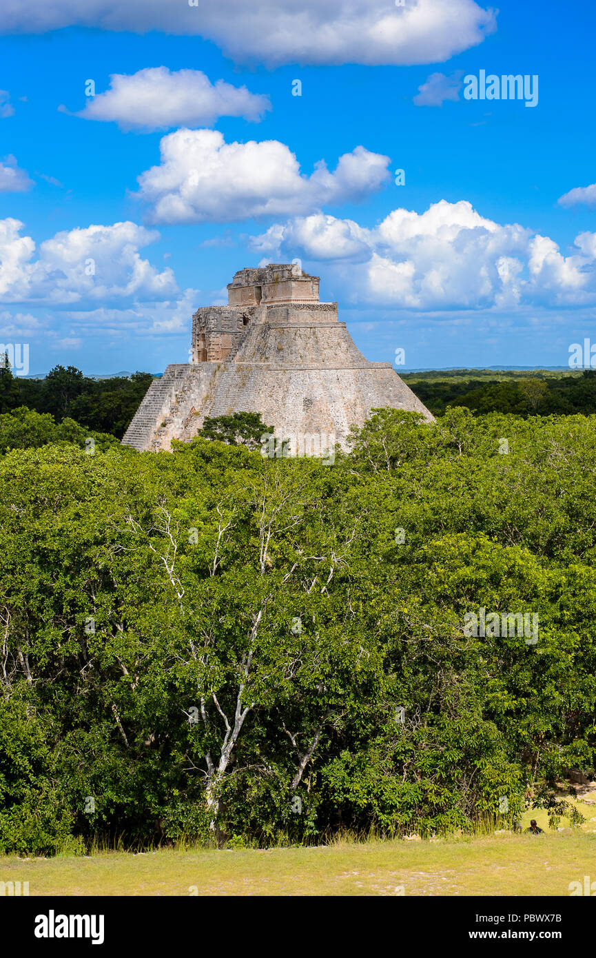 Pyramid of the Magician in the jungle, a Mesoamerican step pyramid ...