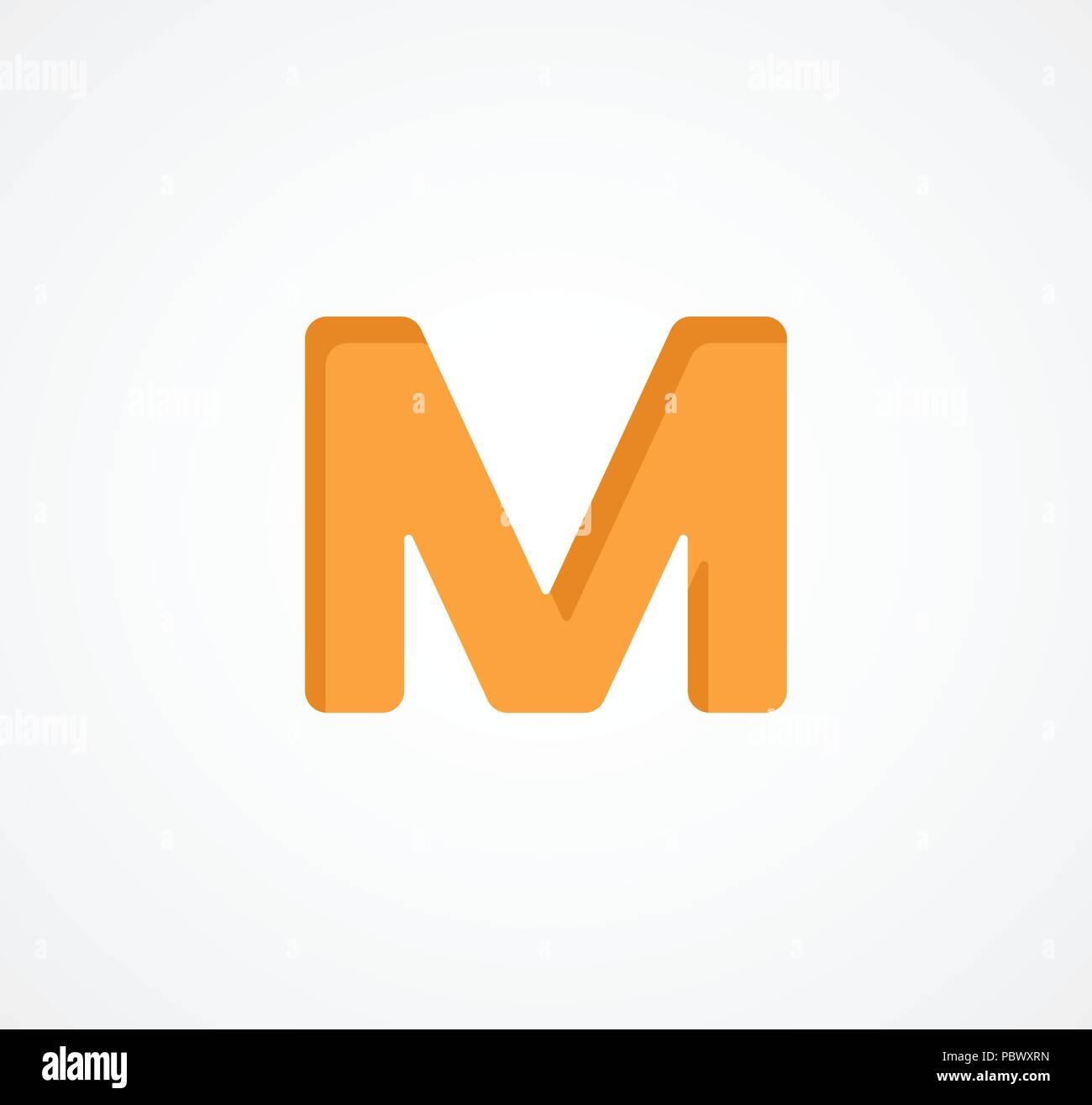 Letter M. Bold geometric font element. Modern vector alphabet symbol