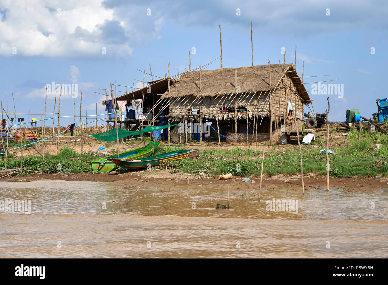 Farming on shore of Tonle Sap lake in Cambodia Stock Photo