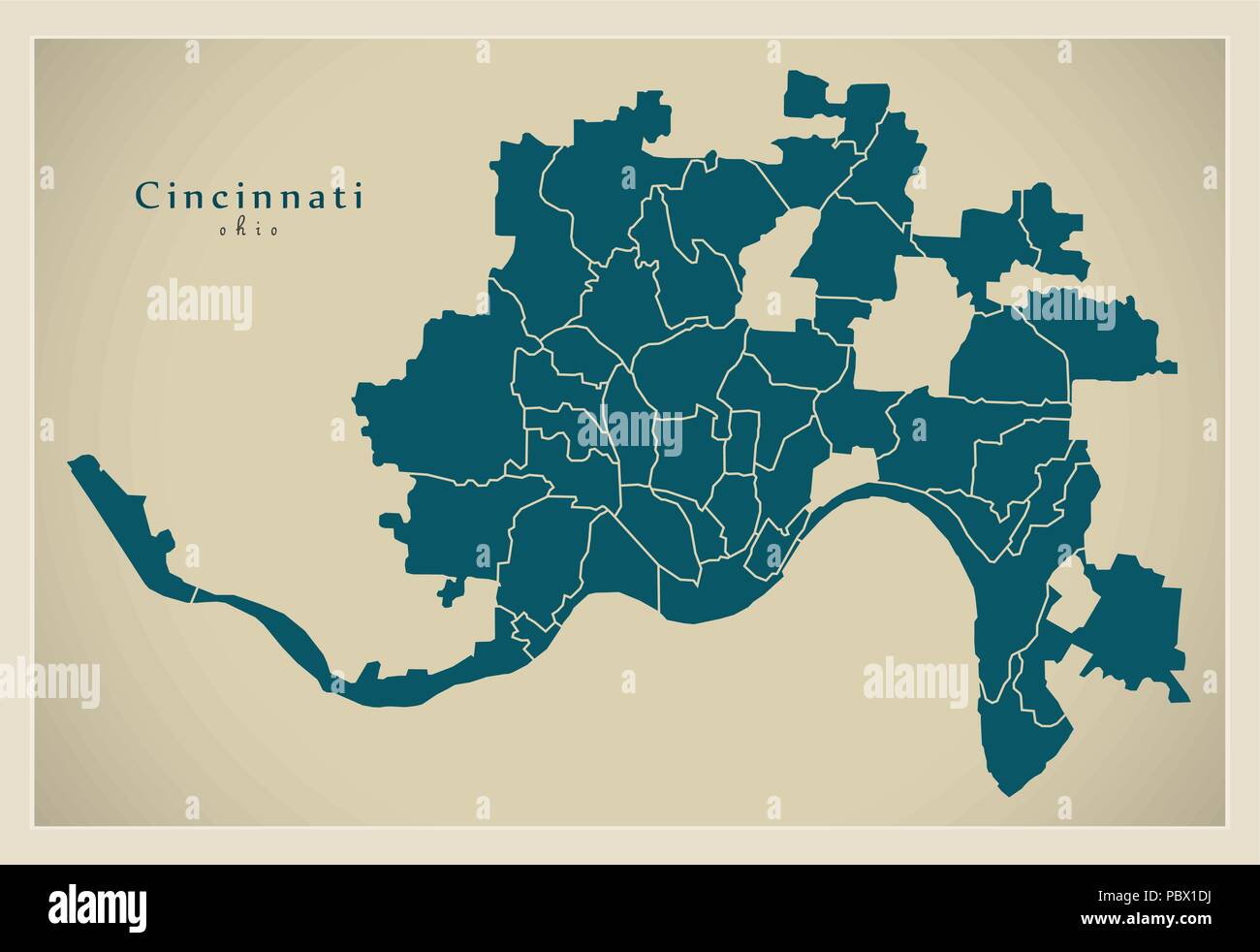 Neighborhoods Of Cincinnati Map Modern City Map - Cincinnati Ohio City Of The Usa With Neighborhoods Stock  Vector Image & Art - Alamy
